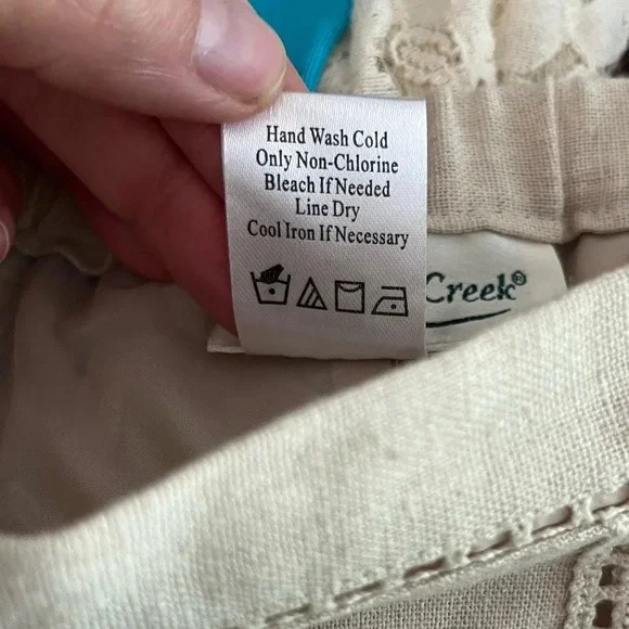 Vintage Skirt Petite Large PL 90s 2000s Linen Lace Maxi Coastal Ethereal Modest - Picture 8 of 8